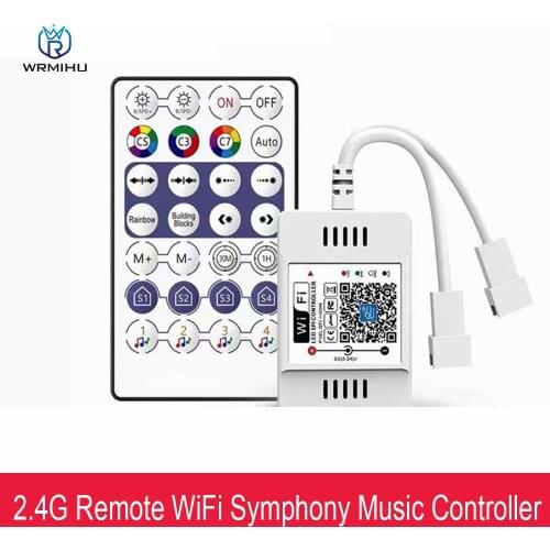DC5-24V WiFi Symphony Music Double Head Controller 2.4G Remote Wireless Smart Phone APP Control For WS2812B WS2811 Light Strip