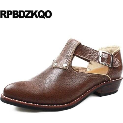 Pointed Toe High Top Genuine Leather Plus Size Chunky Designer Shoes Men Quality Boots Brown Full Grain Sandals Booties Ankle