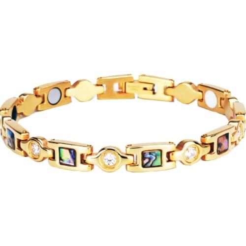 European Healthy Jewelry Pure Titanium Steel Magnet Germanium Nature Shell Chain Link Bracelet for Women