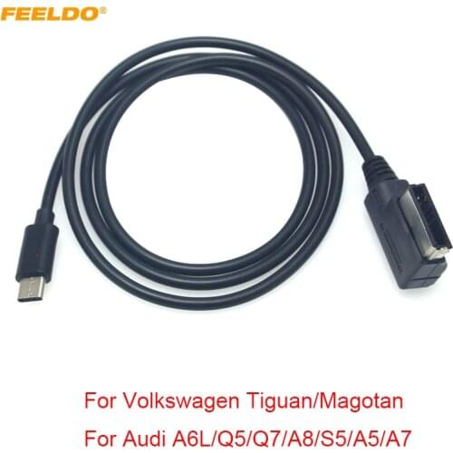 FEELDO Car Stereo Music MDI/AMI Interface To Type-C AUX Cable For Audi Volkswagen Radio CD Wire Aux Adapter #MX6232