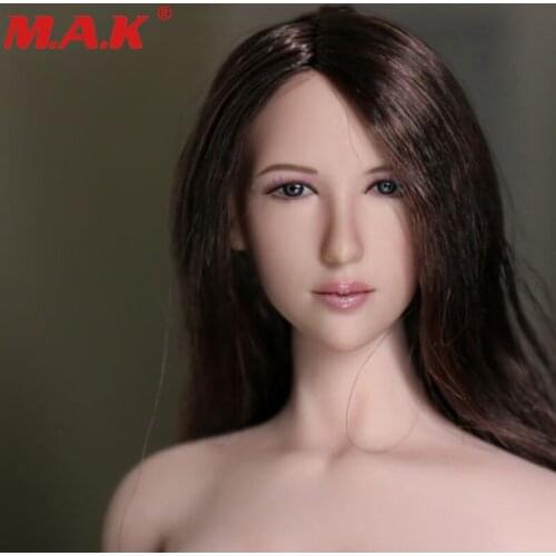 1:6 scale female girl young lady head sculpt women woman long hair head figure model DR001 for 12" female body figure