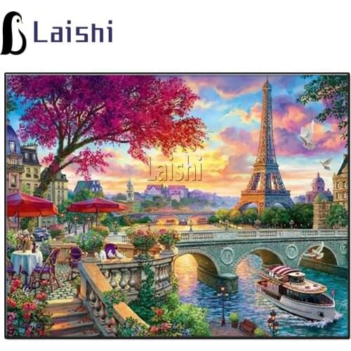 City Scenery Diamond Painting Set Paris Tower Round Diamond Square Diamond Dotz Mosaic Embroidery Picture Applique Wall Art