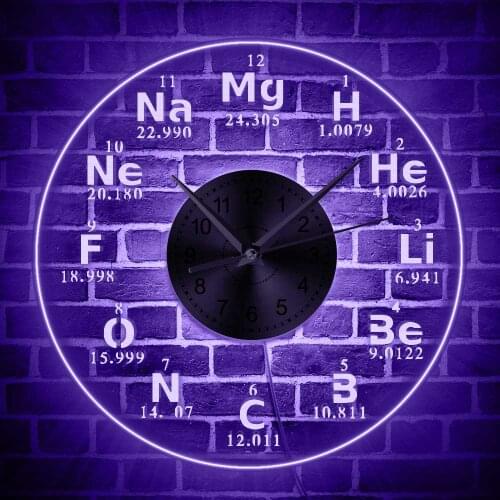 Chemical Element Periodic Acrylic Wall Clock Modern Round Decorative Watch Wall Clock Home Decor Contemporary Wall Art