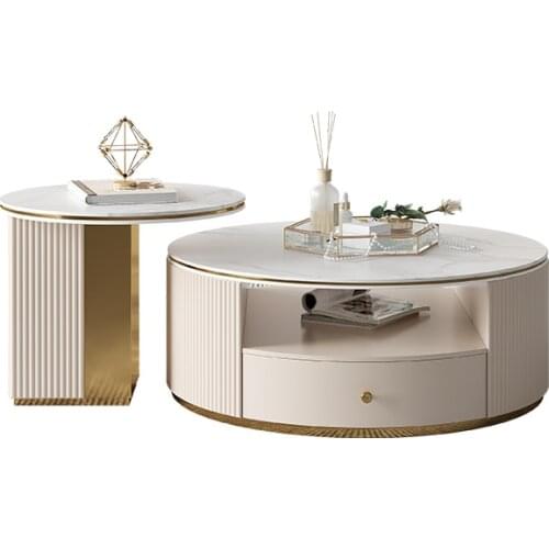 Rock plate coffee table modern simple size round designer living room telescopic coffee table TV cabinet combination