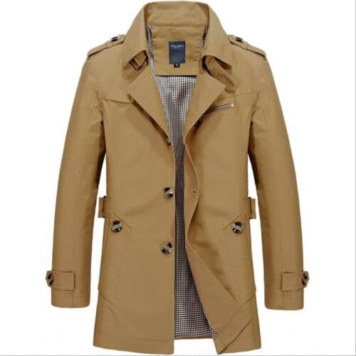 New Men Fashion Jacket Coat Spring Brand Mens Casual Fit Wild Overcoat Jacket Solid Color Trench Coat Male