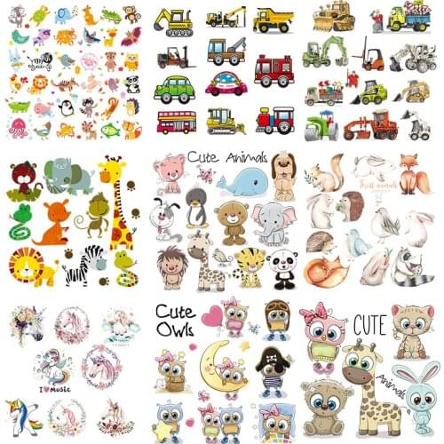 Hot DIY Animal Patches Set Clothes Stickers Heat Transfer Swimsuit Parches Washable Heat Press Appliqued Badges Iron-on Transfer