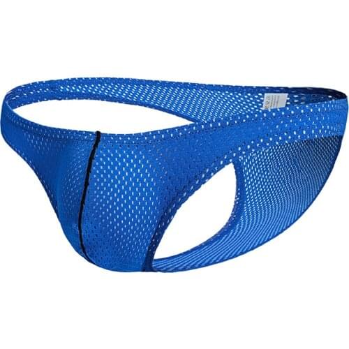 Mens Sexy Seamless Elastic Underwear Mesh Convex Breathable Bodycon Triangle Briefs Soft Thin Quick-Drying Low Waist Briefs