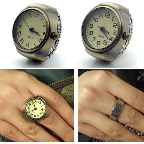 2021 New Individuality Vintage Punk Elastic Stretchy Quartz Watch Rings for Women Man Hip-hop Couple Accessories