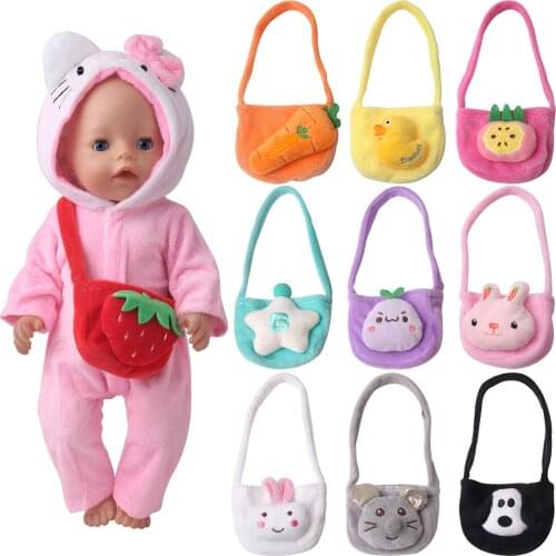 New Pattern Multicolor Cute Printed Plush Backpack Fit 18 Inch American&43cm Baby New Born Doll Clothes Accessories Girls' Toys