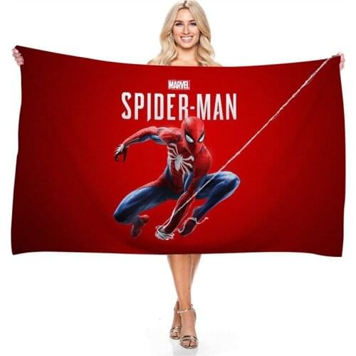 Disney Marvel Spiderman Bath Towel for Adult Kids 3D Digital Printing The Avengers Soft Microfiber Rectangular Beach Towels