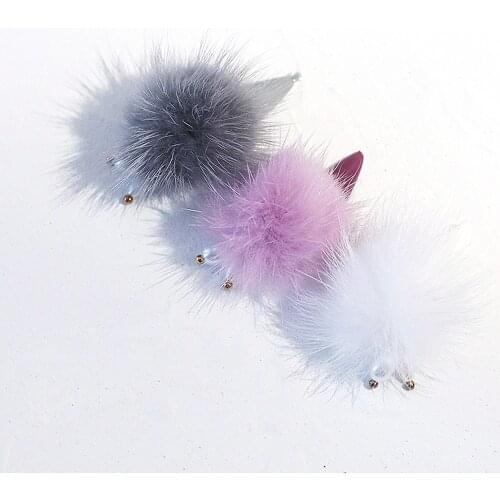 2pcs/lot 2.7*2.7cm Nail Pompoms Fluffy Decorations With Pendant Magnetic Jewelry Detachable Manicure 12 Colors Nail Art Charms