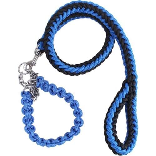 Adjustable Dog Collar Leash Nylon Pet Leash Rope for Large Dogs Soft Dog Collar Set Chain