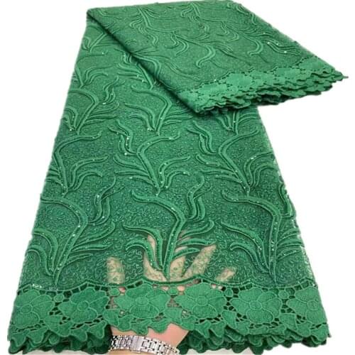 Luxury African Lace Fabric 2021 High Quality Embroidery Sequins Nigerian Lace Fabrics for Wedding Dress 5 Yards DP-120