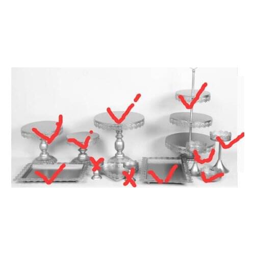Silver 10pcs cake stand set