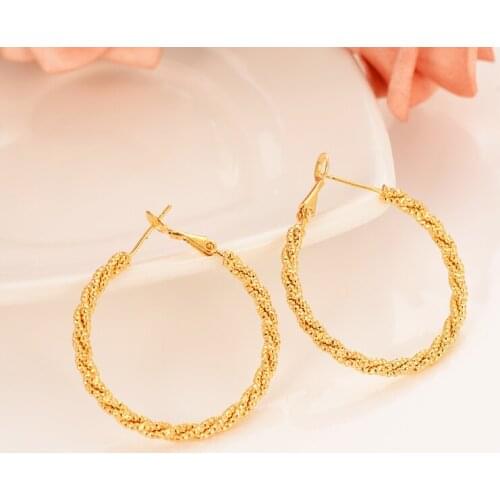 Africa Girls big Round Circles Huggies Hoop Earrings Gold Color Jewellery Aros women jewelry african girls earring best gift