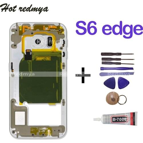Middle Frame Bezel Chassis Housing For Samsung Galaxy S6 Edge G925 G925F Frame + Back Camera Glass Lens