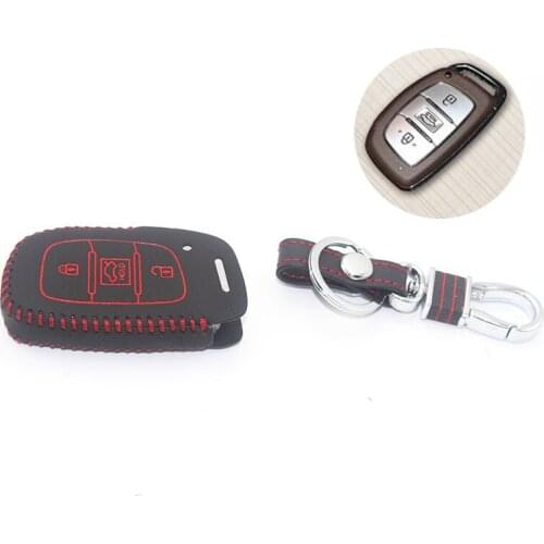 STYO Car key wallet car genuine leather key cover leather key cases for 2016 2017 2018 TUCSON /2015 Sonata