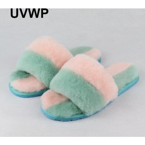 Women Slippers Shoes 100% Wool Slippers Fashion Female Indoor Slippers Sheepskin Natural Fur Slippers Flats Casual House Shoes