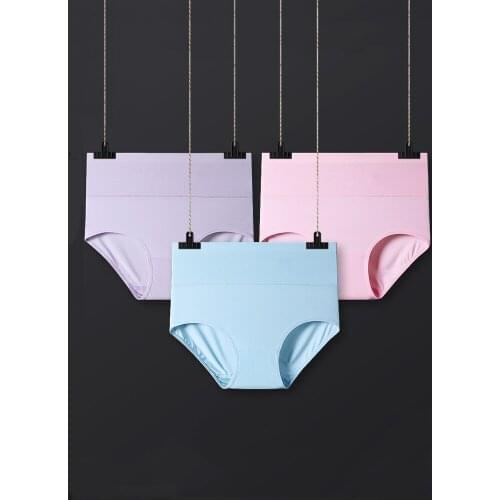 New 3Pcs/set High Waist Seamless Panties for Women Traceless Sexy Lingerie Ice Silk Female Slimming Cotton Crotch Underwear