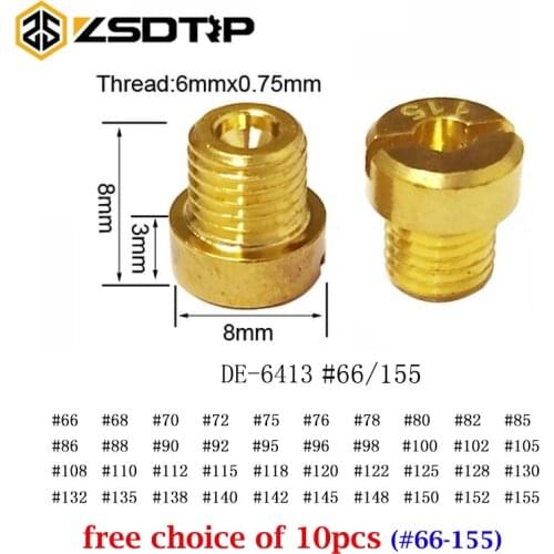 ZSDTRP 10 Pieces M6 Thread 6mm Motorcycle Main Jet Kit for DellOrto Carburetor Injector Nozzle #66-155
