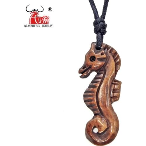 GX082 Natural yak bone sea horse necklace original personality necklace men hippocampus pendant handmade jewelry for gift