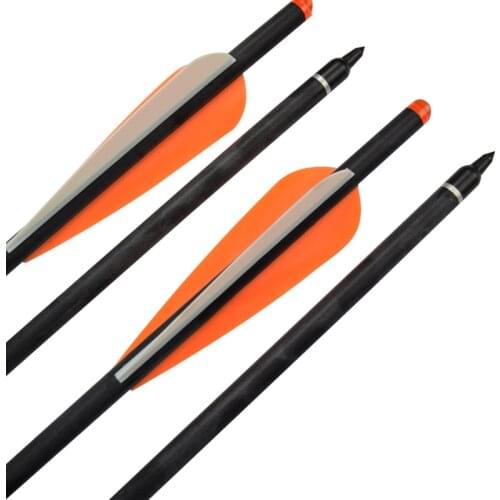 12/24/36pcs New 17 inch 20 inch 22 inch Crossbow Bolts Carbon Arrow With Orange Vanes Removable Arrowhead Tip Hunting Archery