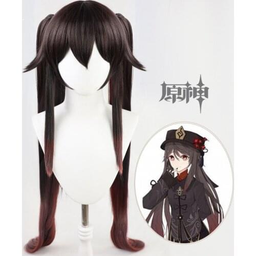2021 New Game Genshin Impact Hutao Anime Cosplay Hair Heat Resistant Synthetic Wigs Halloween Drop Shipping Free Wig Cap