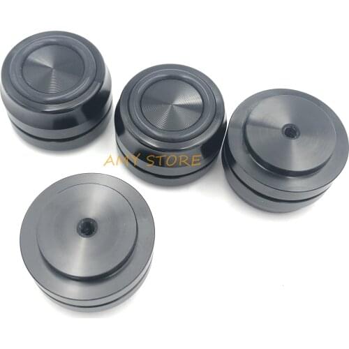 4PCS Black Sliver Aluminum Feet Foot Pad for Audio Amplifier Speaker Computer w Rubber Ring 33x22mm ODxH