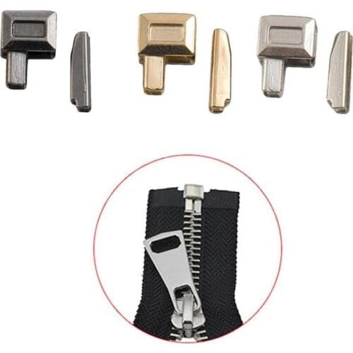 10sets 5# Alloy Repair Zipper Stopper Open End Zipper Stopper Diy Sewing Zipper Accessories For Clothes Metal Repair Zipper