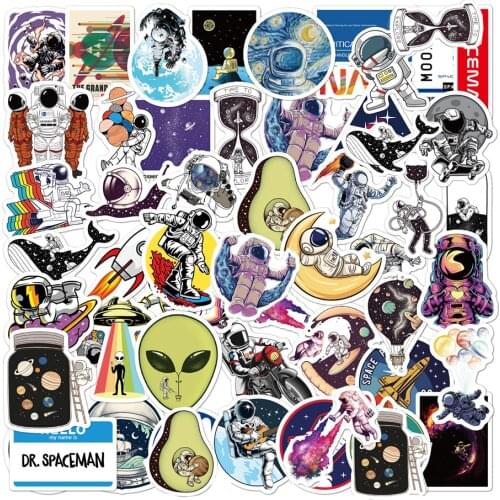 50pcs/pack Anime Astronaut Outer Space Stickers Skateboard Guitar Laptop Motorcycle Car Waterproof Graffiti Sticker Decal Toy
