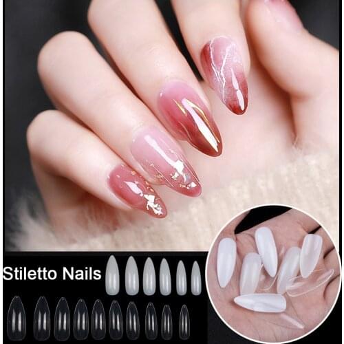 500pcs/bag Long Stiletto French Fake Nails Tips Extra Long Stiletto False Nails Painted Party Designed Nail Art Salon Tips Tools