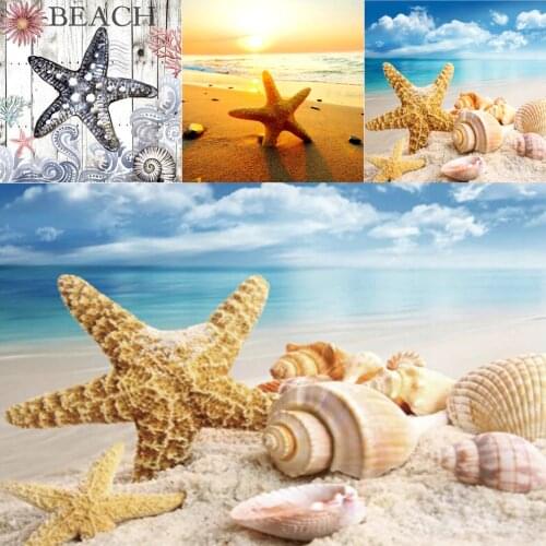 5D diamante redondo pintura playa estrella de mar bordado de diamantes punto de cruz mosaico decoración del hogar