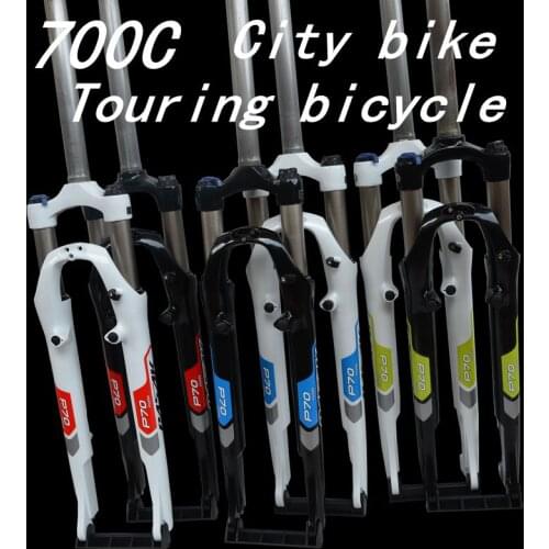 700c Suspension Touring Bicycles fork city bike oil sping resillience/oil damping fork Manual Contorl Alloy V/brake Disc Brak