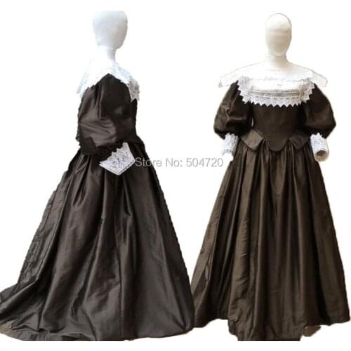 Tailored! black Duchess Queen Marie Antoinette Period Masquerade Theatre Civil war Gown dress HL-276