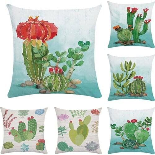 Africa Tropical Plant Cushion Covers Watercolor Cactus Pillowcase Seat Decor Car/chair/office Sofa Pillow Covers 45x45cm CR094