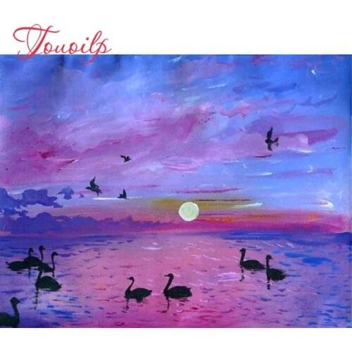 TOUOILP Full Square/Round Drill 5d DIY Diamond Painting"Schilderij Meer Zwanen"Embroidery Cross Stitch Mosaic Home Decor Gift