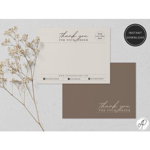Boho thank you, Thank you for your order card, Order insert, Instant Download, add your logo