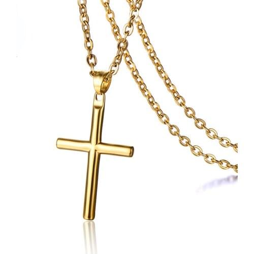 Punk Stainless Steel Solid Cylindrical Cross Pendant Necklace for Men Women Rock jewelry Drop Shipping