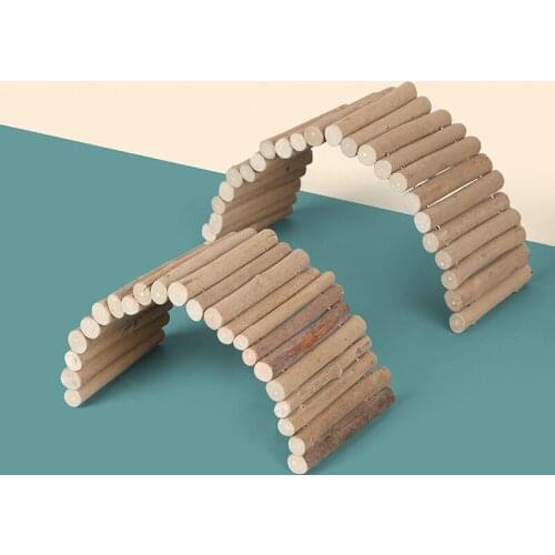 Wooden Arch Bridge Small Animal House Hanging Toys Hamster Hiding Chewing Climbing Bridge Toys for Rabbits Hamster Rat Mouse