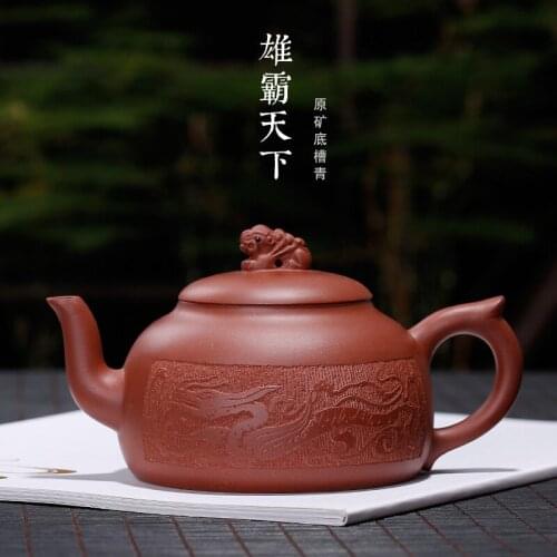 Custom undressed ore bottom groove green glory undertakes all hand large teapot tea to sell goods on a commission basis