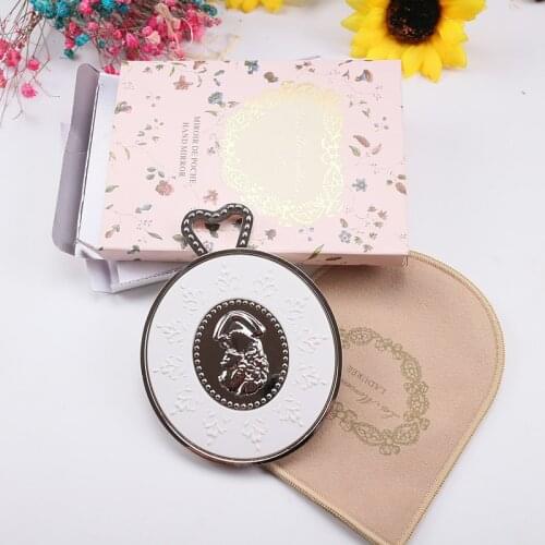 Exquisite Gift Embossed Hand Pocket Makeup Mirror Blush Petal Cosmetic Storage Box Makeup Tool Jewelry Case Japanese Style