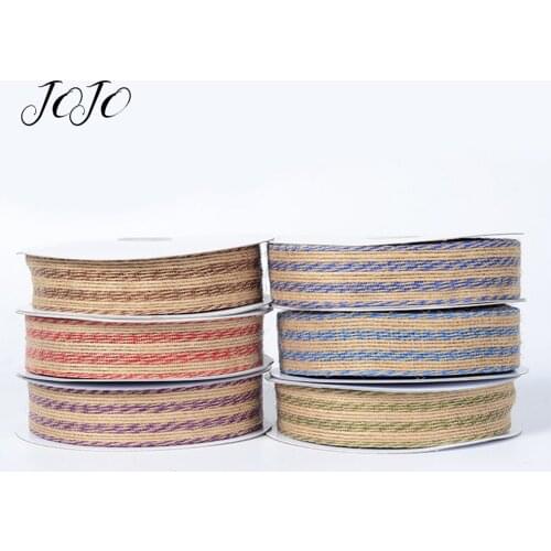 JOJO BOWS 28mm 15y Hemp Ribbon Colored Jute Burlap Webbing For Needlework Gift Wrapping DIY Hair Bows Holiday Party Decoration