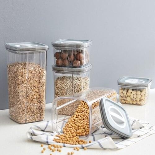 Kitchen Sealed Jar Storage Containers Household Transparent Plastic Food Storage Spice Grain Moisture Proof Storage Box