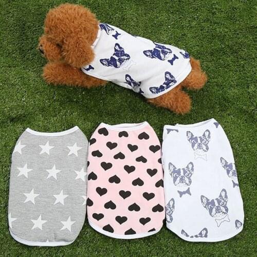 Summer Prints Pet Vests Dog Clothes Love Heart Star Dog Pattern Pet T-shirts Breathable Sleeveless Puppy Costume Dog Pet Shirts