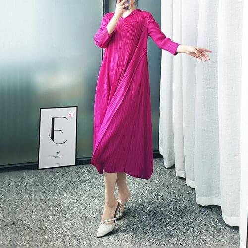 HOT SELLING Fashion fold pure color Hooded collar the three quarter bud dress IN STOCK