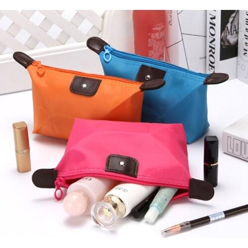 Fashionable Oxford Cloth Cosmetic Bag Candy Color Folding Dumpling Bag Waterproof Storage Toilet Bag Cute Nylon Mobile Phone Bag