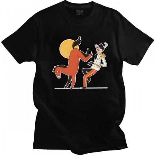 Personality Tshirt Men Funny Horse Riding Shirts Short Sleeves Pure Cotton Tee Round Collar Streetwear Equestrian Rider T-shirt