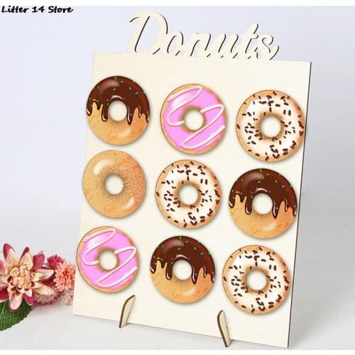 1pcs Wood Donut Wall Display Stand Holder Wedding Birthday Party Baby Showers Decoration Treat Yourself Reusable Dounut Display