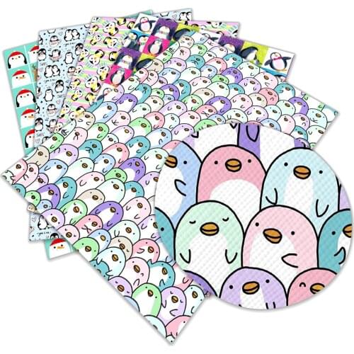 New Cartoon Printed Faux Leather A4 22x30cm for Bow Synthetic Leather DIY Decoration Crafts