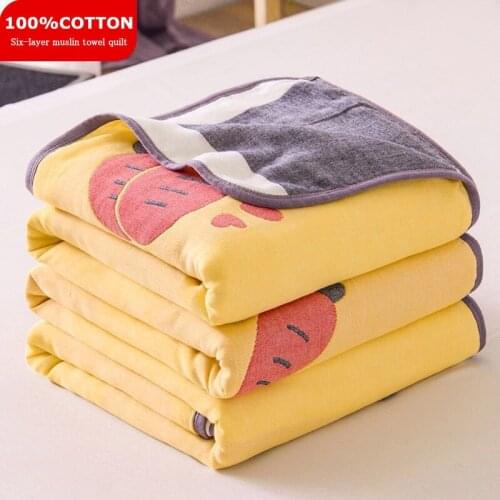 WOSTAR 6 Layers cotton gauze muslin throw blanket geometry print super soft cozy summer thin quilt adult kids bed sofa bedspread